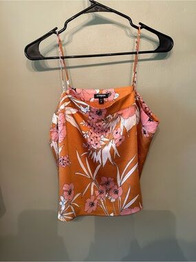 Express Rust Floral Spaghetti Strap Top